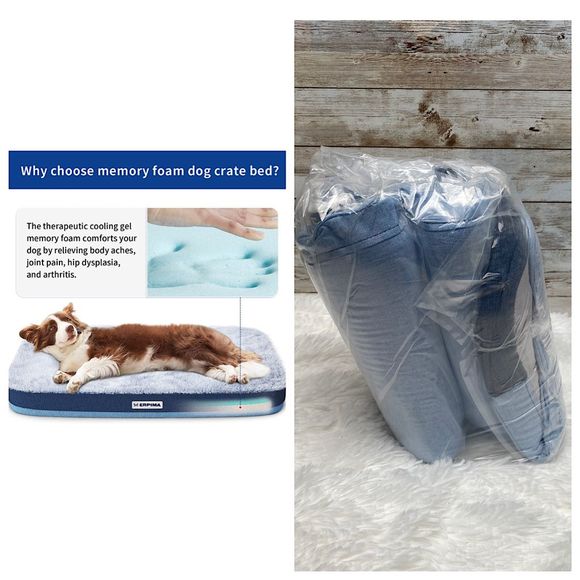 Memory Foam Dog Bed for Crate with Waterproof Liner & Removable Washable Cover,